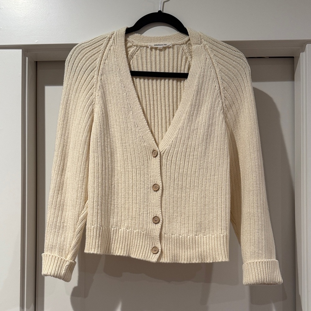 Emerson Fry Ivory Button-Up Cardigan